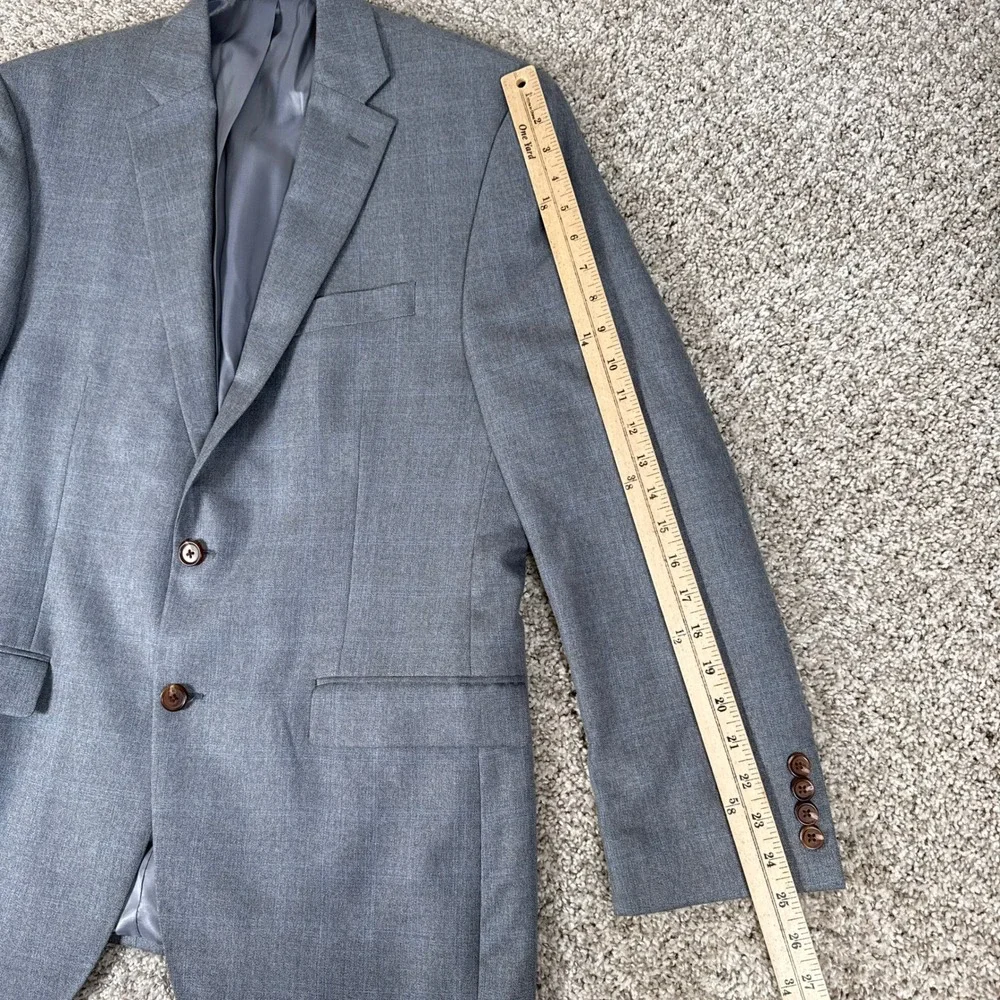 Lauren Ralph Lauren Blazer Mens 42R Grey Blue Plaid Two Button Double Vent Notch